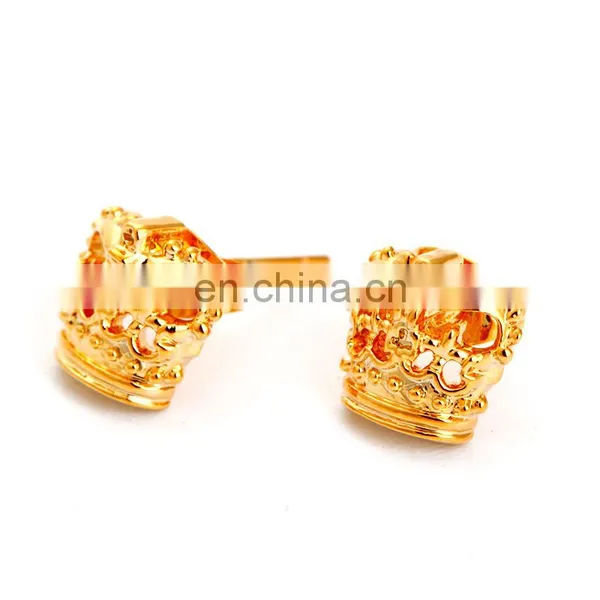 Custom Cufflink Set 18 Gold Crown Cufflinks and Earings photo-3