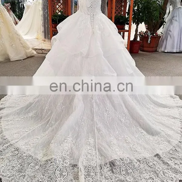 LS00348 off Shoulder Elegant Ivory Peplum Long Train Lace up Organza Wedding Gowns Philippines photo-4