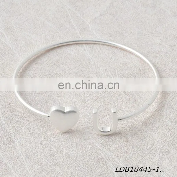 Heart & U Stacking Open Bangle Cuff Bracelate photo-3