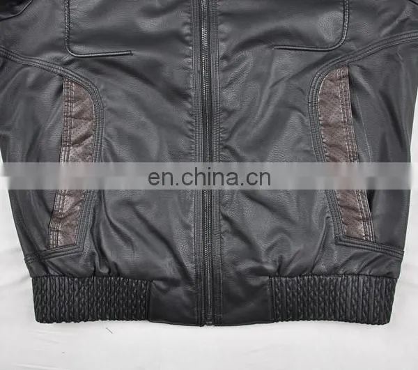 2017 Latest Fashion Mens Warm Cheap Leather Motorcycle Jacket photo-5