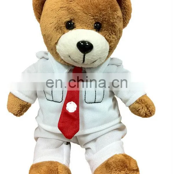 2013 New Arrival Brown Teddy Bear/ Graduation Bear With T-shirt and Red Necktie