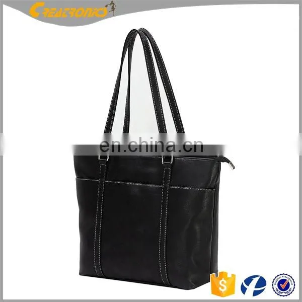 Classic Black Womens Custom Printed Logo Tote Bag for Laptops up to 15.6 Inches Laptop Bag photo-5