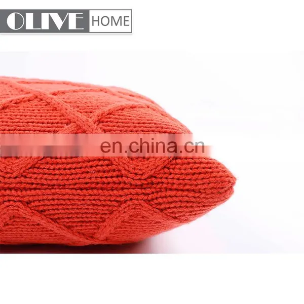 Fashion Soft Jacquard Diamond Geometric Pattern Knitted Cushion Cover for Sofa photo-5