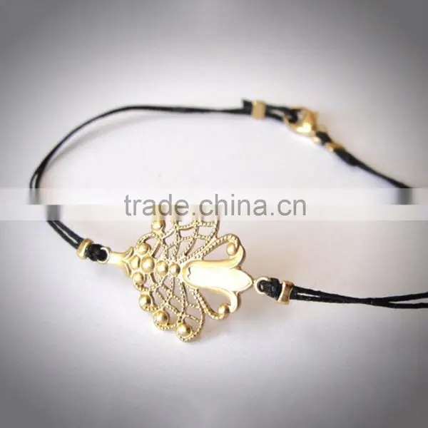 Cancer Awareness Charm Bracelet Wax Cord Woven Bracelet 2015 photo-4