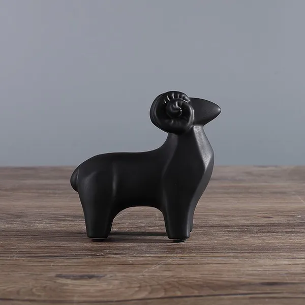 Black And White Sheep Animol Matte Hand Made Ceramic Decoration For Home Hotel Table photo-4