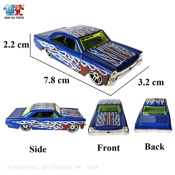 1:64 Diecast Metal Cart Fire Pattern 3 Inches Free Wheeling Alloy Kid Toys photo-3