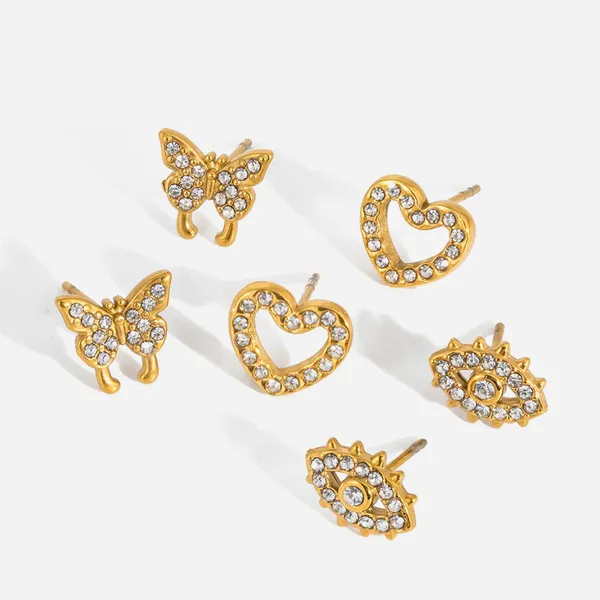Classic Clover Charm Stud Earrings in Stainless Steel With Four-Leaf Design photo-2