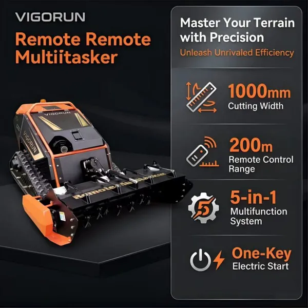 MTSK1000 Wireless Radio Control Mower 10-165mm Adjustable RC Hammer Flail Mower for Community and Residential Area