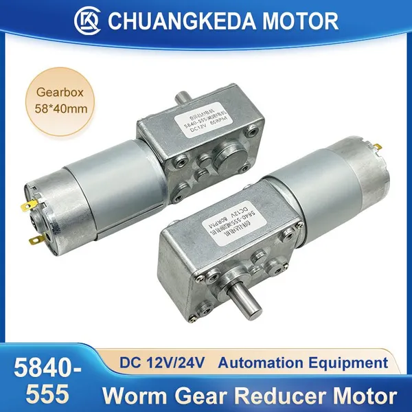 5840-555 Square-Shaped Miniature DC Worm Gear Reducer Motor 12V/24V