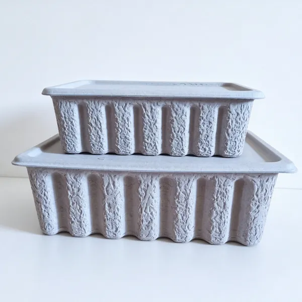 Recyclable Molded Pulp Storage Box With Heavy Duty Stackable Eco-friendly Water Resistant photo-5
