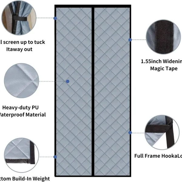 Magnetic Thermal Curtain for Winter, Thermal Doors Curtain for Doors Blocking Wind and Snow photo-4