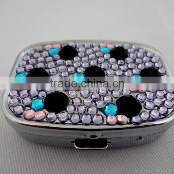 2016 Rhinestone Compact Mirror Bling Pill Box Zebra Design Wholesale photo-2