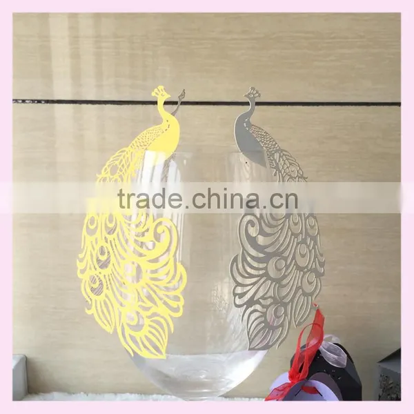 Assorted Colors Wedding Party Decoration Butterfly Shape Wine Glass Cup Card Luxury Phoenix Design photo-2