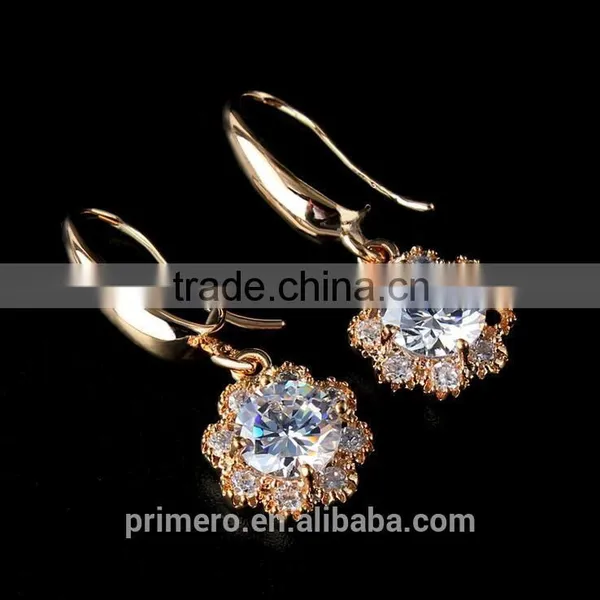 New Arrival Drop Earrings Cubic Zircon 18K Gold Plated Butterfly/Round/Clover Jewelry photo-4