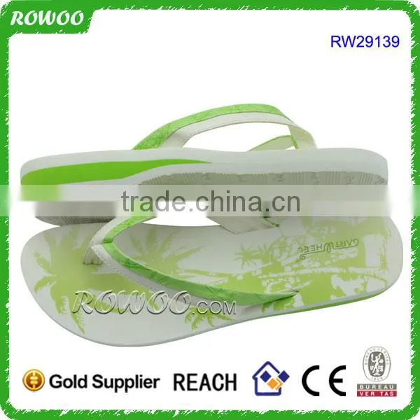 White and Green Low Price Ladies Sandals Girl Latest Flat Sandals photo-4