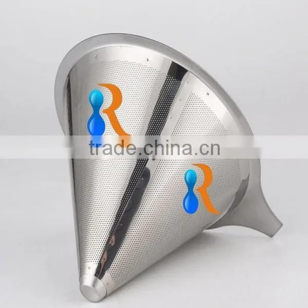 Trade Assurance 18/8 Stainless Steel Reusable Fine Mesh Pour Over Cone Filter Coffee Maker photo-6