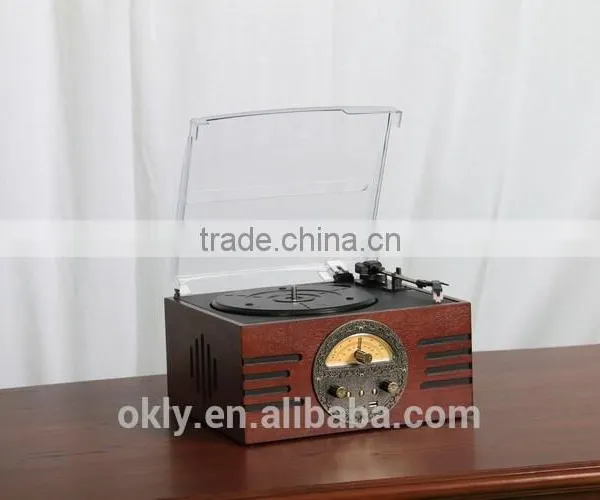 2016 Portable Retro USB SD Bluetooth Radio Turntable Player photo-4