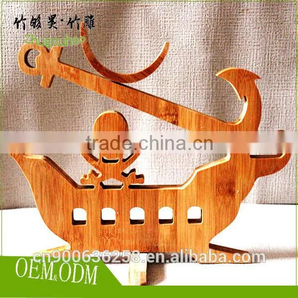 Small Kitchen Accessary Bamboo Wine Shelves for Single Wine Bottle photo-5