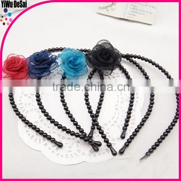 Fashion Rose Flower Headbands for Girls Pearls Headbands photo-4
