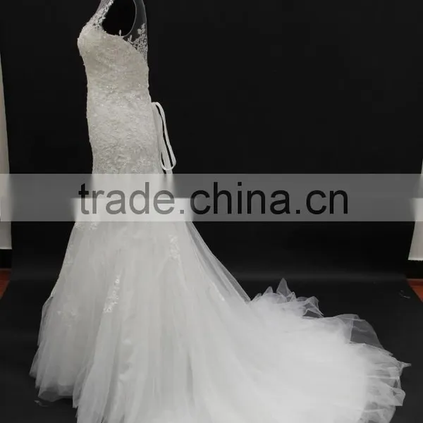 Best Selling Wedding Gown Sexy Low Back Lace up Back Sleeveless Mermaid Wedding Dress photo-4