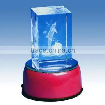 Wholesale New Arrival LED Light Rotating Base With 3d Crystal Cube photo-2