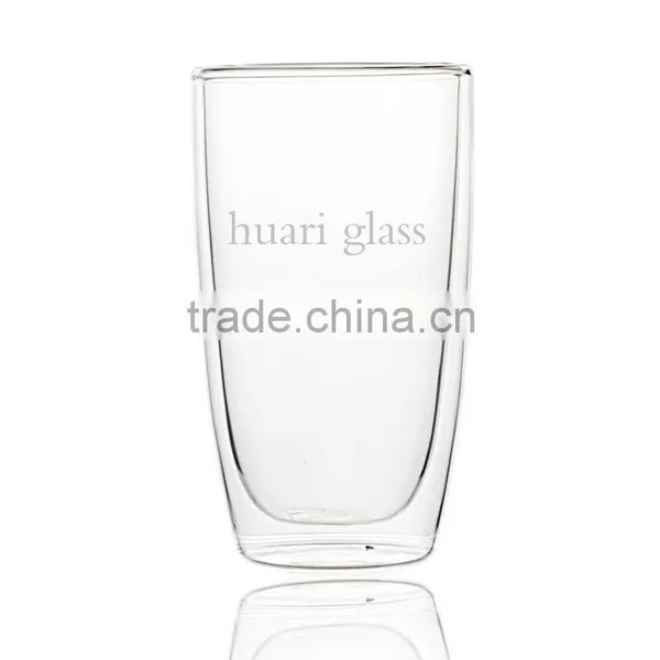 Wholesale Eco-friendly Glass Double Wall Cups, Glass Cups for Drinking