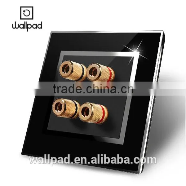 2015 Factory Supplier Wallpad Black Waterproof Acrylic Glass 110~250V EU 4 Pole Audio Wall Socket Jack photo-3
