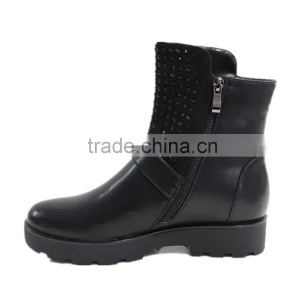 Black Quality PU Italian Winter Leather Boots Women photo-3