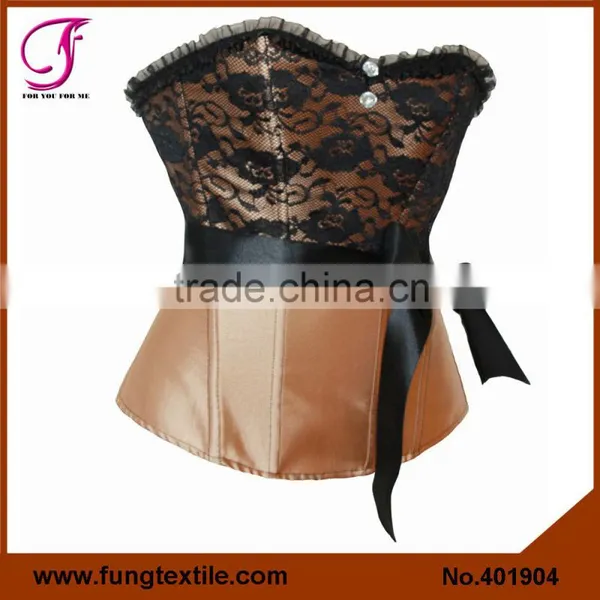 401901 Woman Satin Sexy Lace Wedding Shaper White Bridal Corset With Belt photo-4