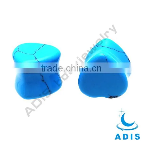 Body Piercing Wholesale Custom Charming Blue Turquoise 30mm Stone Gauges photo-4