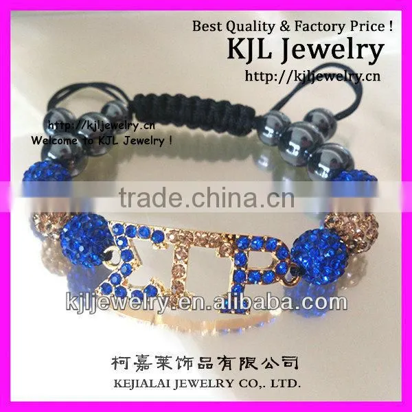 GZKJL-BL0083 Braiding Society Union Jewelry Connector, Greek Letter Rhinestone SGRHO Sigma Gamma Rho Connector Bracelet