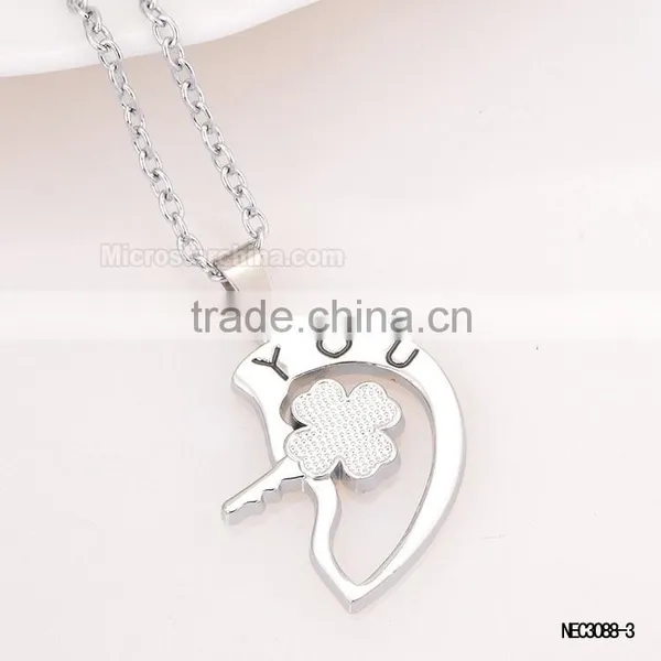 I Love You Key Split Heart Silver Plated Couple Love Necklace photo-4