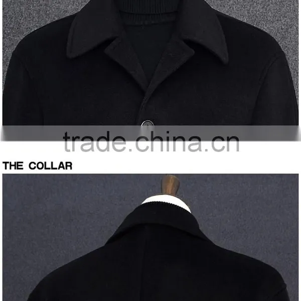 Long Woven Woolen Winter Overcoat Wool Cashmere Coat Men Parkas Hombre photo-6