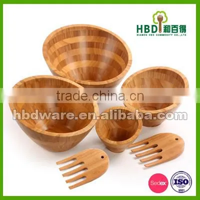 High Quality Hot Selling Bamboo Bowl Set, Bamboo Salad Bowl Set Wholesale photo-3