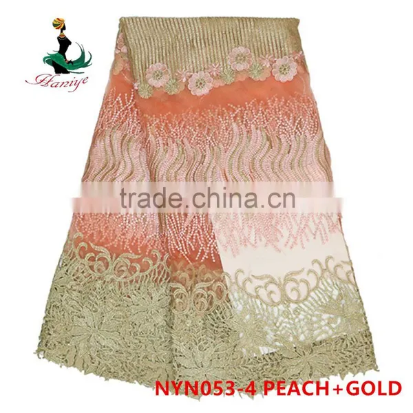 2016 Haniye Nigeria African Tulle Lace Fabric Embroidery French Net Lace Fabric for Wedding/NYN53 photo-4