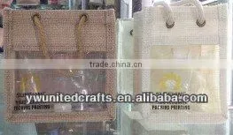 Reusable Shopping Jute Bag With Pvc Window Nice Reusable Shopping Bag