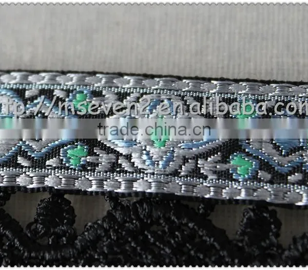 Wholesale 5.7cm Scalloped Shaped Fringe Trimming, Black Tassel Fringe, High-grade Jacquard Ribbon photo-4