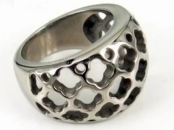 Black Gemstone Titanium Steel Ring Jewerly Silver For Mens photo-4