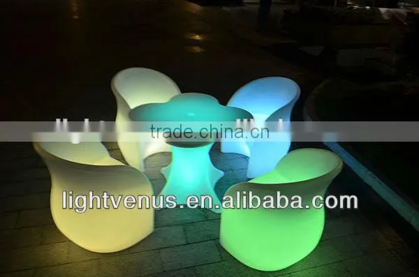 Color Change LED Luminous Study Dining Platic Table and Chair photo-2