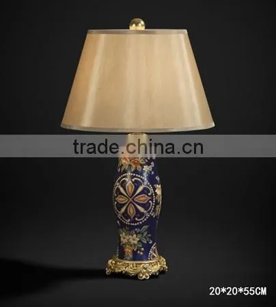 Vintage Wooden Desk Lamp With Hand Painting, Imitated Candle Holder Desk Lamp With Shade, Wood Carved Decorative Center Piece photo-6