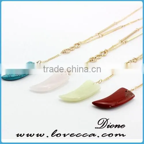Synthetic Turquoise Gemstone Necklace Jewelry With Gold Plated Chain photo-6