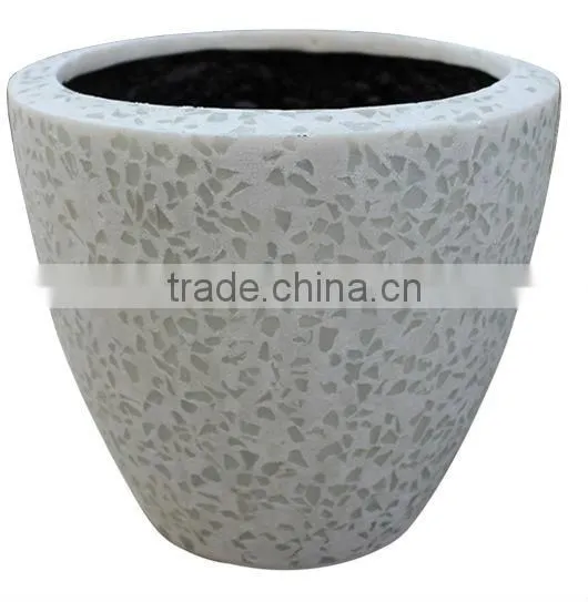 Sandstone Round Flower Pot With Glass Pieces Garden Pots photo-2