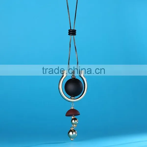 Large Ball Hoop Pendant Necklace Geometric Pendant Long Necklace Korea New Design Sweater Necklace photo-4