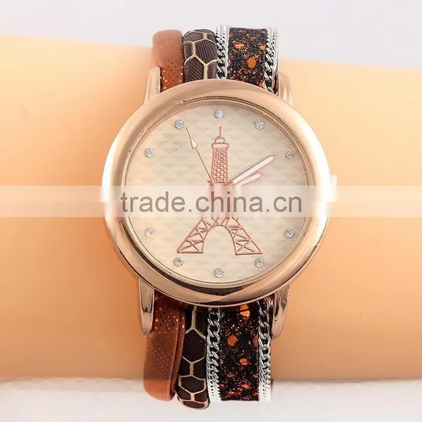 2017 Round Big Dial Eiffel Tower Watches With Diamonds Women Decoration Watch photo-2