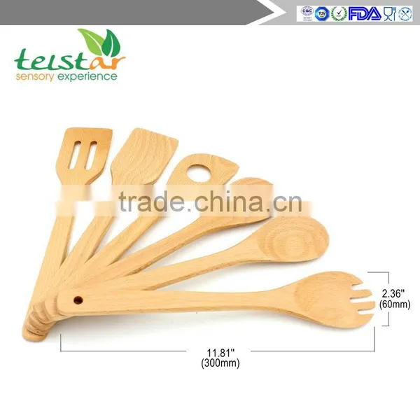 Solid Wood Cooking Spoons and Spatulas Non Stick Wooden Spoon Set Cooking Utensil Set photo-2