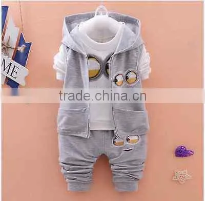 3PCS Baby Boys Girls Clothing Set Long Sleeve Shirt Pants Vest Hoodie photo-2