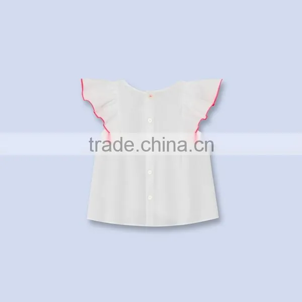 Baby Girls White Tops Children Cute Blouse Raglan Sleeve Ruffle Clothes photo-2