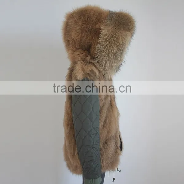 Myfur China Wholesale Fur Parka Mujer With Real Fox Fur Lining Raccoon Fur Collar Hooded photo-6