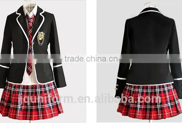 Juqian 2016 Wholesale Custom Colours School Skirt Suits Korean High School Uniforms Sets photo-3