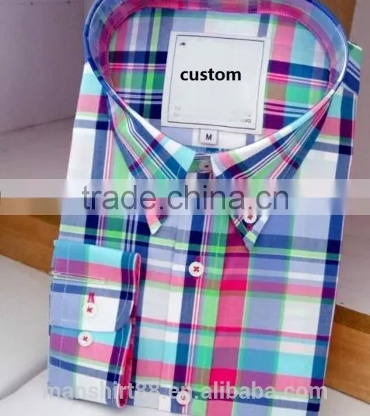 Latest Fashion Designer Button Down Shirt Gingham Plaid Shirt photo-3